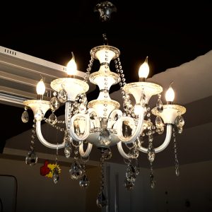 Krištolinis šviestuvas 6 lempučių baltas