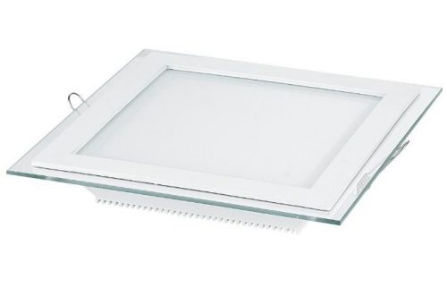 18W LED panelė kvadratinė stikliniu rėmeliu šilta balta šviesa