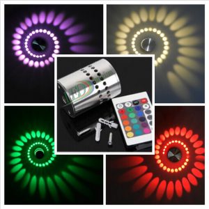 LED sieninis-lubinis šviestuvas 3D 3W spalvota šviesa