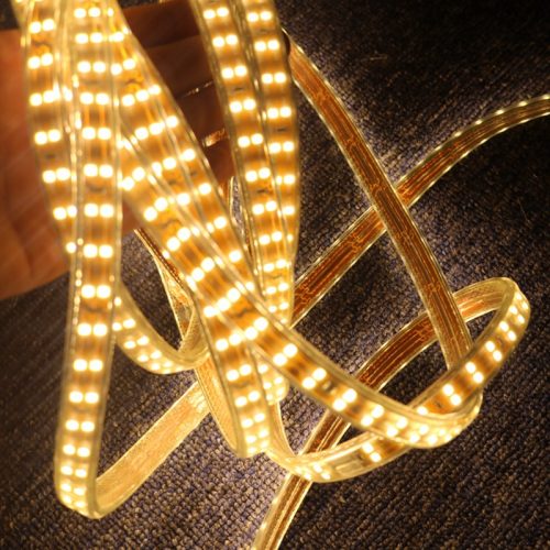 LED lauko juosta dviguba hermetinė šilta balta 220V