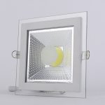 12W LED panelė kvadratinė stikliniu rėmeliu šilta balta šviesa 1