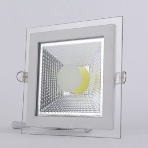 12W LED panelė kvadratinė stikliniu rėmeliu šilta balta šviesa
