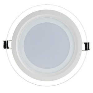 6W LED panelė apvali stikliniu rėmeliu šilta balta šviesa