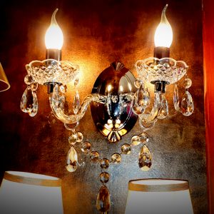 Sieninis šviestuvas Marie Therese 2 lempučių skaidrus E14