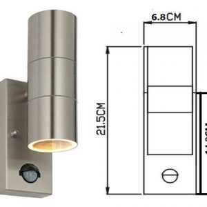 Sieninis LED šviestuvas su judesio davikliu GU10 Nerūdijantis plienas IP 54