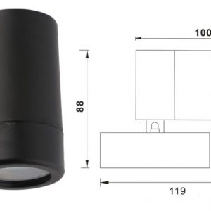 Sieninis LED šviestuvas GU10 Plastikas IP54