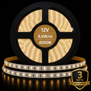 SMD2835 12V 9.6W 4000K  IP20 120 diodų/m PREMIUM