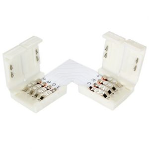 10mm RGB kampinis LED juostos sujungimas užspaudžiamas