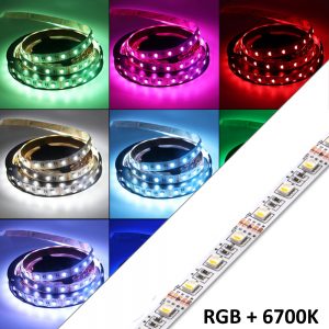 RGB+W(6700K) 12V 19,2W/m SMD5050 IP20 60diodų/m LED juosta