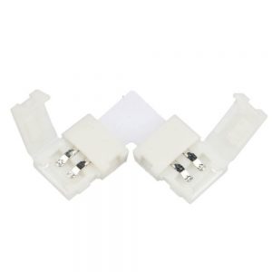 8mm 2-kontaktų L-formos jungtis LED juostai kampinė užspaudžiama