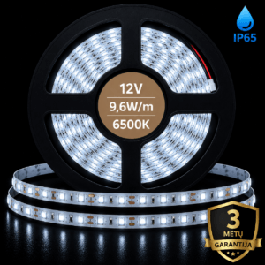 12V IP65 9,6W/m 6500K SMD2835 Premium 120diodų/m LED juosta