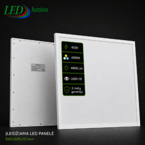 40W 4000K , 4800 Lm LED panelė natūrali šviesa UGR<19