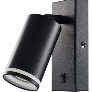 GU10 kryptinis sieninis šviestuvas su jungikliu juodas