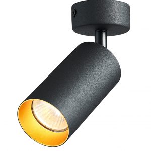 Kryptinis GU10 šviestuvas juoda-aukso spalva