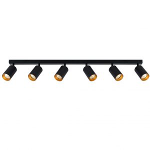 Kryptinis 6 dalių GU10 šviestuvas juoda-aukso spalva