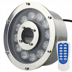 IP68 DC12V RGB LED fontano šviestuvas 12W su nuotolinio valdymo pulteliu