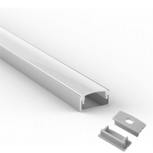 2m 17,4x7mm aliuminis profilis LED juostai su dangteliu ir antgaliais