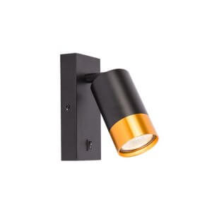 GU10 kryptinis sieninis šviestuvas su jungikliu juodas