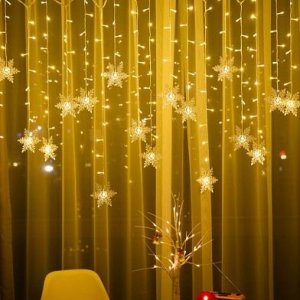 LED užuolaida 230V šilta 4x0.6m 96LED su valdikliu