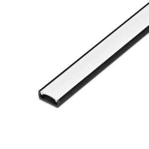 2m juodas plastikinis bėgelis su matiniu dangteliu