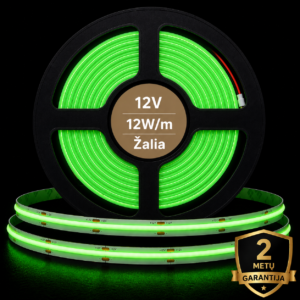 12V 12W/m žalia COB LED juosta