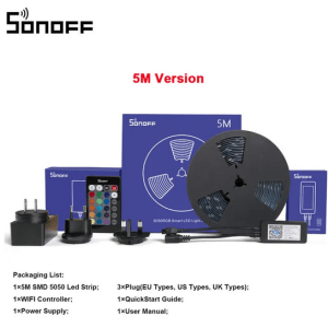 5M Sonoff RGB LED juostos komplektas valdomas telefonu ir nuotoliniu valdymo pulteliu