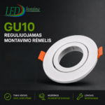 GU10 Reguliuojamas montavimo rėmelis - baltas