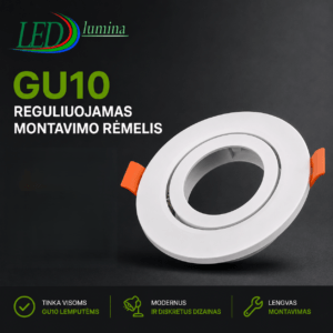 GU10 Reguliuojamas montavimo rėmelis - baltas