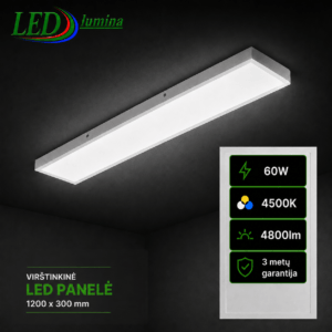 60W 4500K 300*1200*38mm LED panelė virštinkinė natūrali šviesa