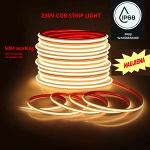 COB 3000K LED lauko juosta 9W/m, 230V, IP68