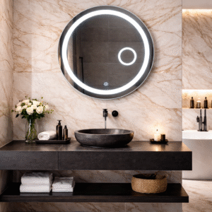 Modernus LED veidrodis 60×60cm