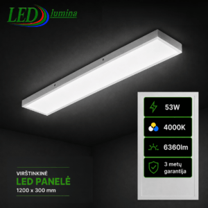 53W 4000K 300*1200mm LED panelė virštinkinė natūrali šviesa