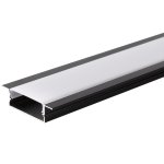 LED juostų profiliai - 2m Profilis LED juostai, įleidžiamas, juodas, juodas dangtelis, 41x10mm