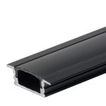 LED JUOSTŲ PROFILIAI - 2m Profilis LED juostai, įleidžiamas, juodas, juodas dangtelis, 24.5x7