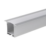 LED juostų priedai - 2m Profilis LED juostai, įleidžiamas, pilkas, baltas dangtelis, 36x23.5mm