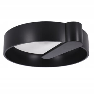 15W 40cm 4000K LED lubų šviestuvas, juodas, apvalus, neutrali balta šviesa