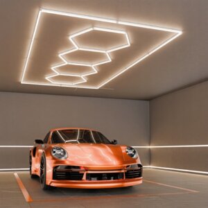 484x243cm 384W 4000K LED HEXAGON garažo apšvietimo komplektas