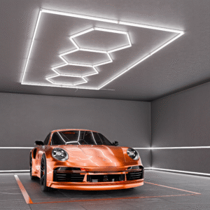 484x243cm 384W 6500K LED HEXAGON garažo apšvietimo komplektas