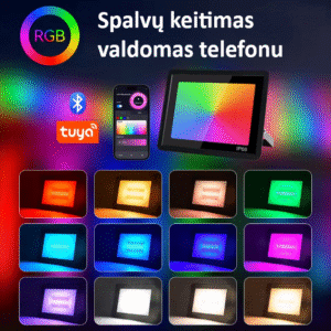 50W IP66 RGBW LED lauko prožektorius valdomas telefonu