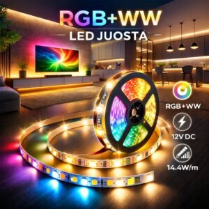 12V 14.4W/m RGB+WW LED juosta
