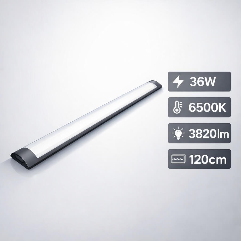 120cm 36W 6500K LED šviestuvas juodas
