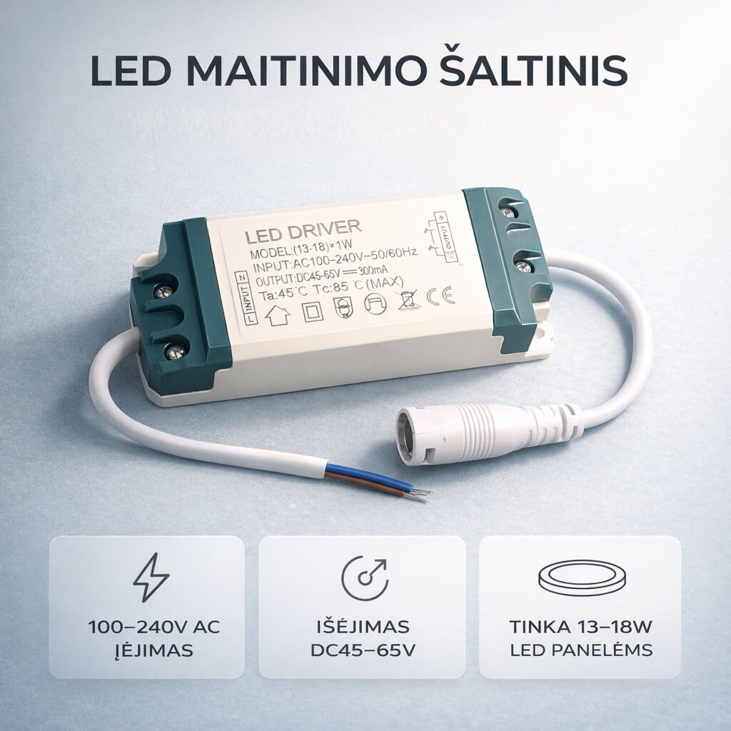 13-18W Maitinimo šaltinis LED panelėms - LEDlumina