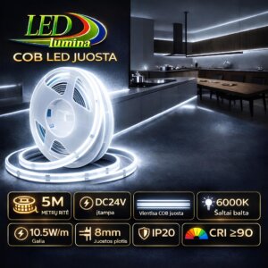 LED juosta COB 24V 6000K 10.5W/m