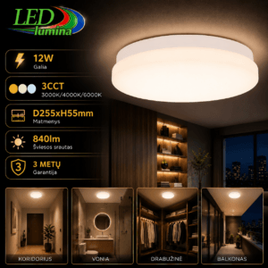 12W 3CCT LED lubinis šviestuvas