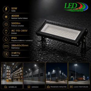 50W LED pramoninis / sandėlio šviestuvas 4000K