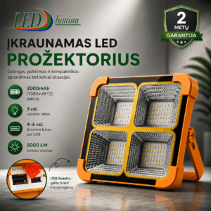 Nešiojamas įkraunamas LED prožektorius