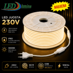 230V 10W/m COB LED juosta 3000K IP65