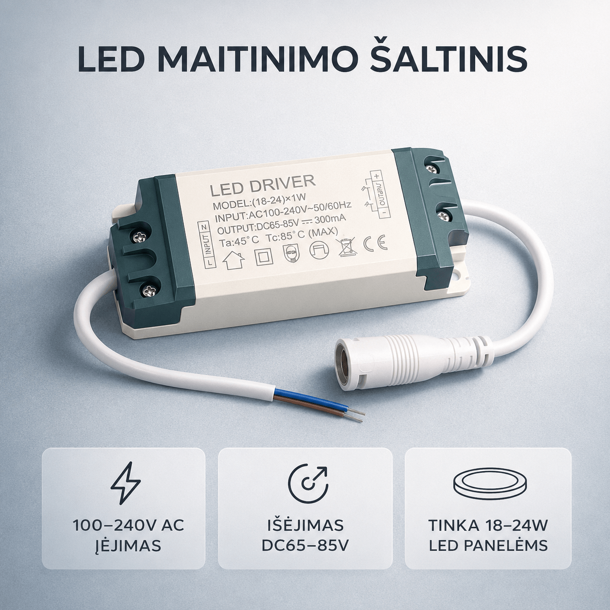 18-24W Maitinimo šaltinis LED panelėms