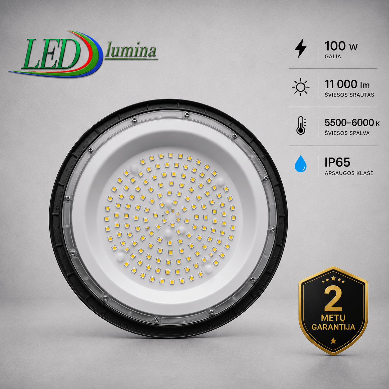 100W LED UFO pramoninis / sandėlio šviestuvas 5500–6000K