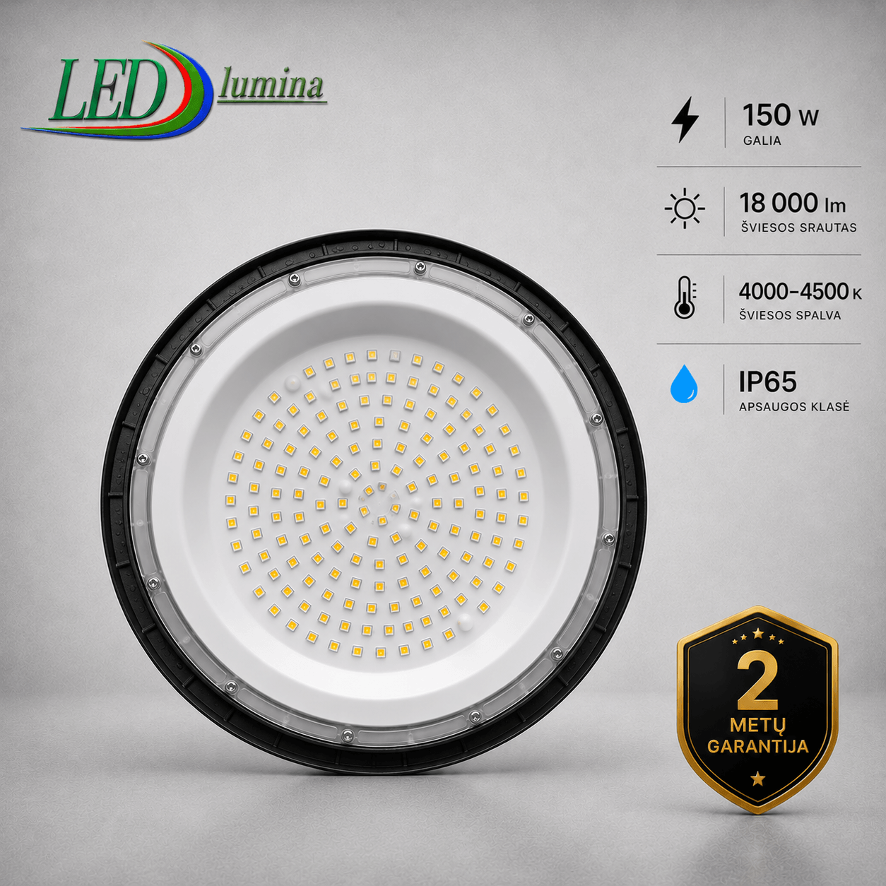 150W LED UFO pramoninis / sandėlio šviestuvas 4000–4500K